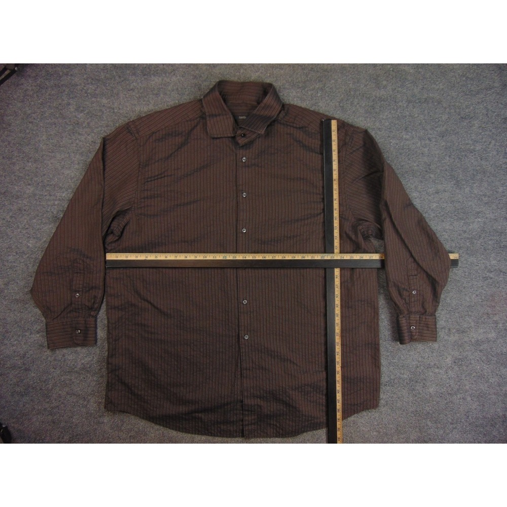 Zanella Shirt Mens 2XL Brown Striped Italy Luxury Business Casual Office Classic - Picture 4 of 9